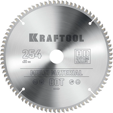 Диск пильный 254х30х3.0/2.2х80Т по алюминию "Multi Material" (36953-254-30) KRAFTOOL
