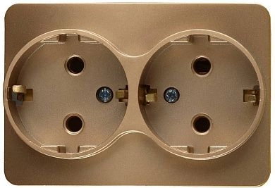 Розетка СВЕТОЗАР "ГАММА" с заземлением, двойная, без вставки и рамки, цвет золотой металлик, 16А/~25