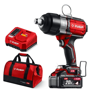 Гайковерт ударный аккум. ГБУ-1000-41 (LMS) (20.0 В, 1 акк. х 4 A/h Li-Ion, 3/4, 1000 Нм, сум.) ЗУБР