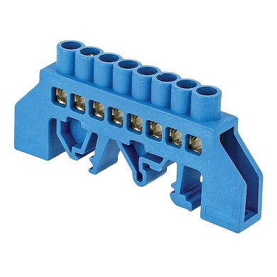 Шина N нулевая в комбинированном изоляторе на DIN-рейку 8x12мм 8 отверстий синяя 68151 ETP
