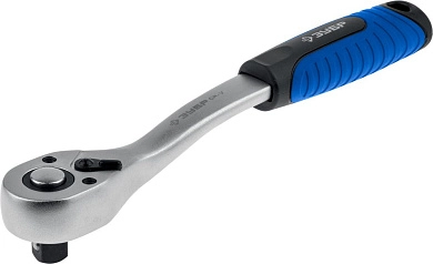 Трещотка для торцовых головок ЗУБР "ЭКСПЕРТ" (1/2"), Cr-V, 72 зубца, хроматированное покрытие, быстр