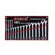 Набор ключей комбинированных 6-24мм, 75град., 19пр., Cr-V (5192) FORCE