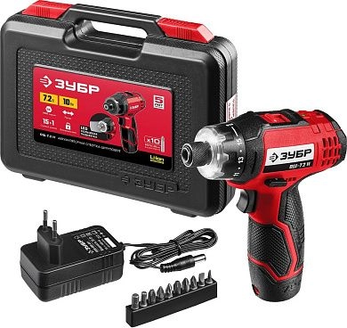 Шуруповерт-отвертка аккум. ОШ-7.2 Н (7.2 В, набор 10 бит, кор.) ЗУБР