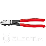 Кусачки боковые (бокорезы) особой мощности, 180мм, чёрные, обливные рукоятки (7401180) KNIPEX