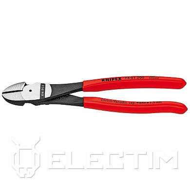 Кусачки боковые (бокорезы) особой мощности, 180мм, чёрные, обливные рукоятки (7401180) KNIPEX