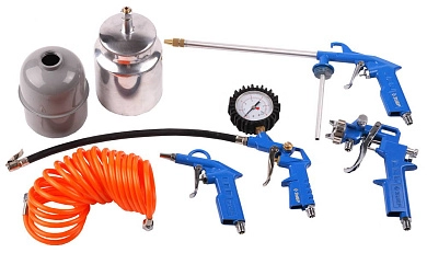 Набор пневм.: краскораспылитель с нижн. бачком, пистолеты, пневмошланг, 5пр., проф. (06458-H5) ЗУБР