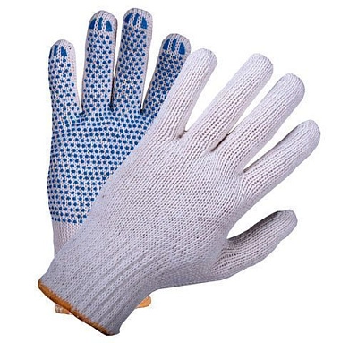 Перчатки трикотажные х/б 7,0 класс с ПВХ "Точка Супер Люкс" (218 текс), 7 нитей