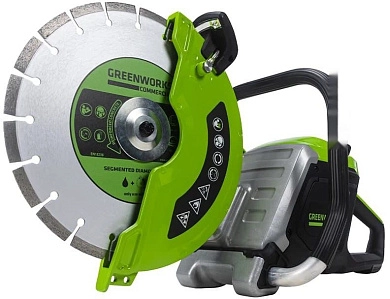 Бетонорез аккум. PC141 (82.0 В,без АКБ и ЗУ, круг 350х25.4/20мм,глубина реза 125мм,кор.) Greenworks