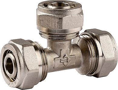 Тройник соединительный, цанга-цанга, 16х16х16х2,0, никель (51403-16) ЗУБР