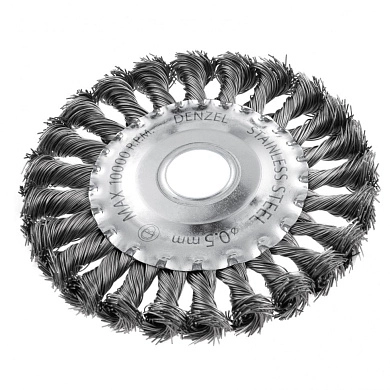 Щетка дисковая (коса) d=125х22мм, нерж. провол. INOX (746323) DENZEL