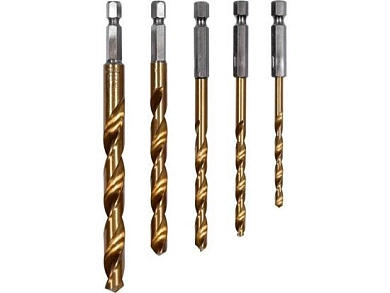 Набор сверл по металлу 4.0-10.0 мм, HSS-TiN, 5шт., хвост. HEX 1/4" (YT-44700) YATO