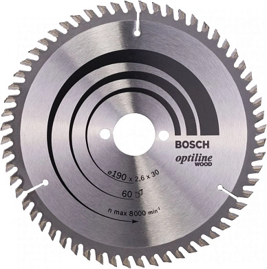 Диск пильный 190х30х2.6х60 Optiline Wood (2 608 641 188) BOSCH