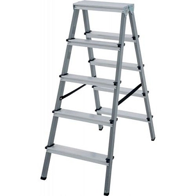 Лестница-стремянка стальная двухсторон. алюм/ступ NV1140 (5 ступ. 109/118см, 5.5кг) Новая Высота