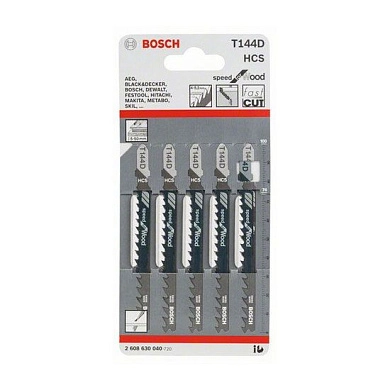 Пилка лобзиковая T 144 D Speed for Wood, 5шт. (2 608 630 040) BOSCH