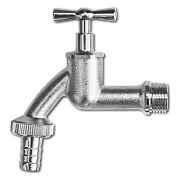 Кран вентил. с вход.наружн.резьб.3/4" и выход. 1" со штуц. под шланг 3/4", латунь (GKK023419) BRADAS