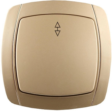 Выключатель СВЕТОЗАР "АКЦЕНТ" проходной одноклавишный в сборе, цвет золотой металлик, 10А/~250В