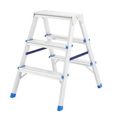 Лестница-стремянка алюмин. двустор., 3 ступ, 640мм, слож.710х440х160мм, (97923) СИБРТЕХ