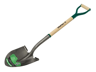 Лопата штыковая, деревянный черенок, толщ. полотна 1,6мм, PRY-E39, 30*23*125см (33579) TRUPER