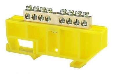 Шина N нулевая на DIN-изоляторе 8 отверстий желтая 68109 ETP
