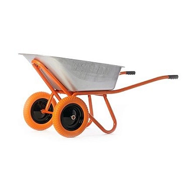 Тачка строительная 130л. (2 литых PU (полиуретановых/литых) колеса, ось 20/80мм) SKIPER