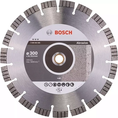 Круг алмазный сегм. 300х2.8x15x25.4/20.0 мм Best for Abrasive (2 608 602 685) BOSCH