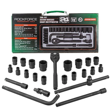 Набор головок ударн. 24пр. 1/2'' (6гр.)(8-32мм)(RF-4245B-5MPB) RockFORCE