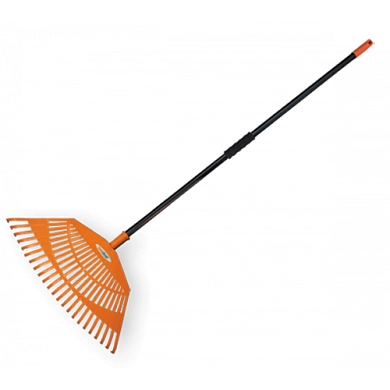 Грабли веерные пластмассовые  550мм 23 зубца с металлическим черенком (KT-CX23H-M) BRADAS