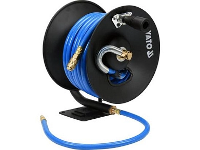 Шланг пневм. HYBRID (PVC+NBR) d10ммх15м 2.0MPa с фитингами на катушке (YT-24240) YATO