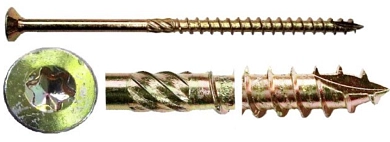 Саморез конструкционный Ø 4.5х60 мм, желтый цинк, потай, TX20, 250шт. MFIX