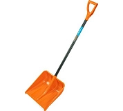 Лопата снеговая, пластиковая, усилен., 400x405x1380 мм, стальной черенок (61666) СИБРТЕХ