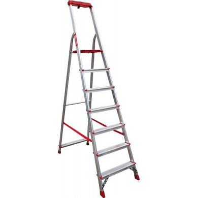 Лестница-стремянка алюм. проф. с лотком органайзером NV3150 (7 ступ. 147/222см, 6.1кг) Новая высота
