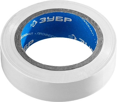 Изолента ПВХ, 15мм/10м, белая "Электрик-10" "ПРОФЕССИОНАЛ" (1233-8) ЗУБР