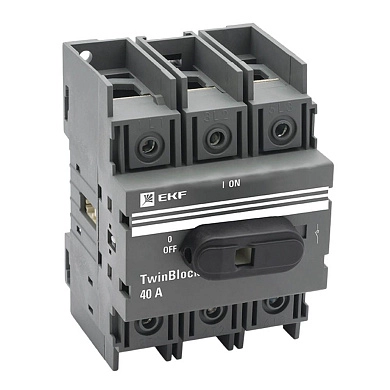 Рубильник c рукояткой управления для прямой установки TwinBlock 3P (40А 380В IP30) tb-40-3p-f EKF