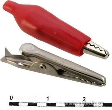 Зажим "Крокодил" с изолятором красный, 5А, 35мм, 4шт. (4-AG-105A-C (8-0026 red))