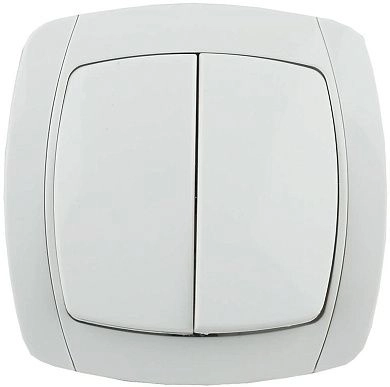 Выключатель "CITY LIGHT" двухклавишный в сборе, белый, 10А/~250В (SV-54234-W) СВЕТОЗАР