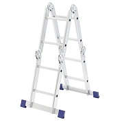 Лестница-трансформер алюм. шарнирная, 4х2 ступ, 2410мм, слож.660х340х280мм, (97879) СИБРТЕХ