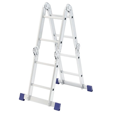 Лестница-трансформер алюм. шарнирная, 4х2 ступ, 2410мм, слож.660х340х280мм, (97879) СИБРТЕХ