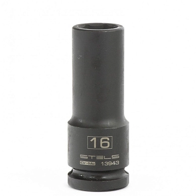 Головка ударная удлиненная шестигранная, 16 мм, 1/2", CrMo (13943) STELS