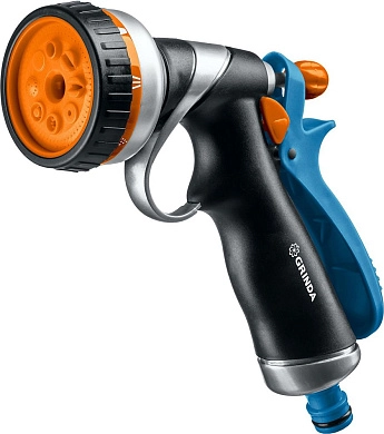 Пистолет распылитель металлический с покрытием TPR, 8-ми позиц. (8-427143_z02) GRINDA