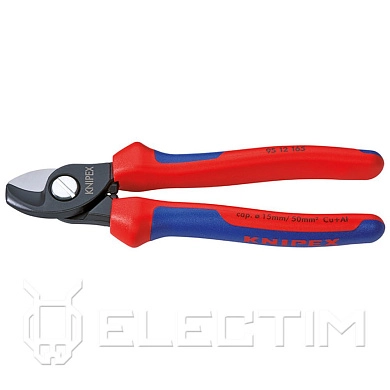 Кабелерез, рез: кабель D 15мм (50мм, AWG 1/0), 165мм, чёрный, 2-комп. рукоятки (9512165) KNIPEX