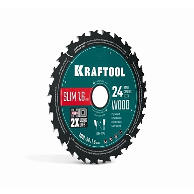 Диск пильный 190х30х1.6x24Т по дереву "Slim Wood Cut" (36955-190-30-24) KRAFTOOL