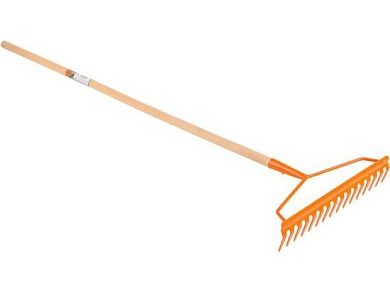 Грабли металлические 16 зубые с деревянным черенком 130см (35759) FLO