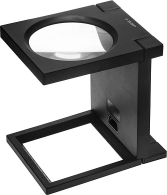 Лупа ЗУБР "МАСТЕР" складная на подставке, светодиодная подсветка, 2 кратное увеличение, диаметр 110м