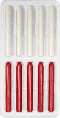 Набор восковых стержней 10х85 мм, 10шт. (5 красных + 5 белых)(09207) VOREL