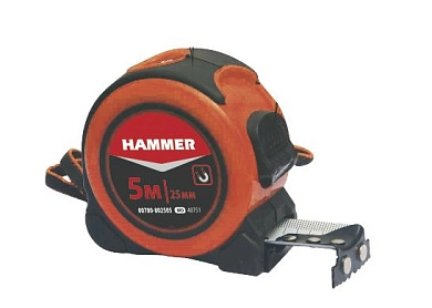 Рулетка 5м/25мм, двухкомп. корп., магн., быт. (00700-802505) HAMMER