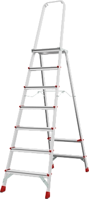 Лестница-стремянка алюм. профес. с площадкой NV3130 (7 ступ. 153/229см, 8.4кг) Новая высота