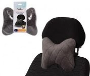 Подушка-косточка на подголовник "Алькантра", серая 1 шт