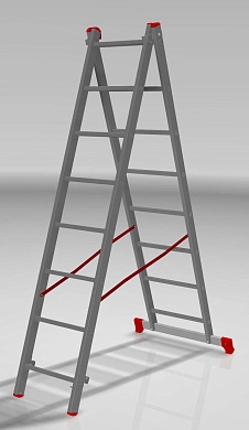 Лестница алюминиевая 2-х секц. NV1220 (8 ступ. 214/344см, 6.0кг) Новая Высота