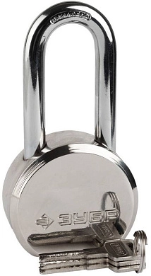 Замок "ЭКСПЕРТ" навесной, стальной корпус, удлиненная закаленная дужка, 65мм (37272-65) ЗУБР