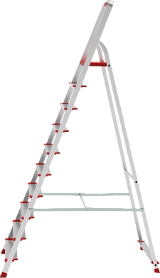 Лестница-стремянка алюм. профес. с метал. стяжками NV3119 (10 ступ. 217/295см, 11.6кг) Новая высота
